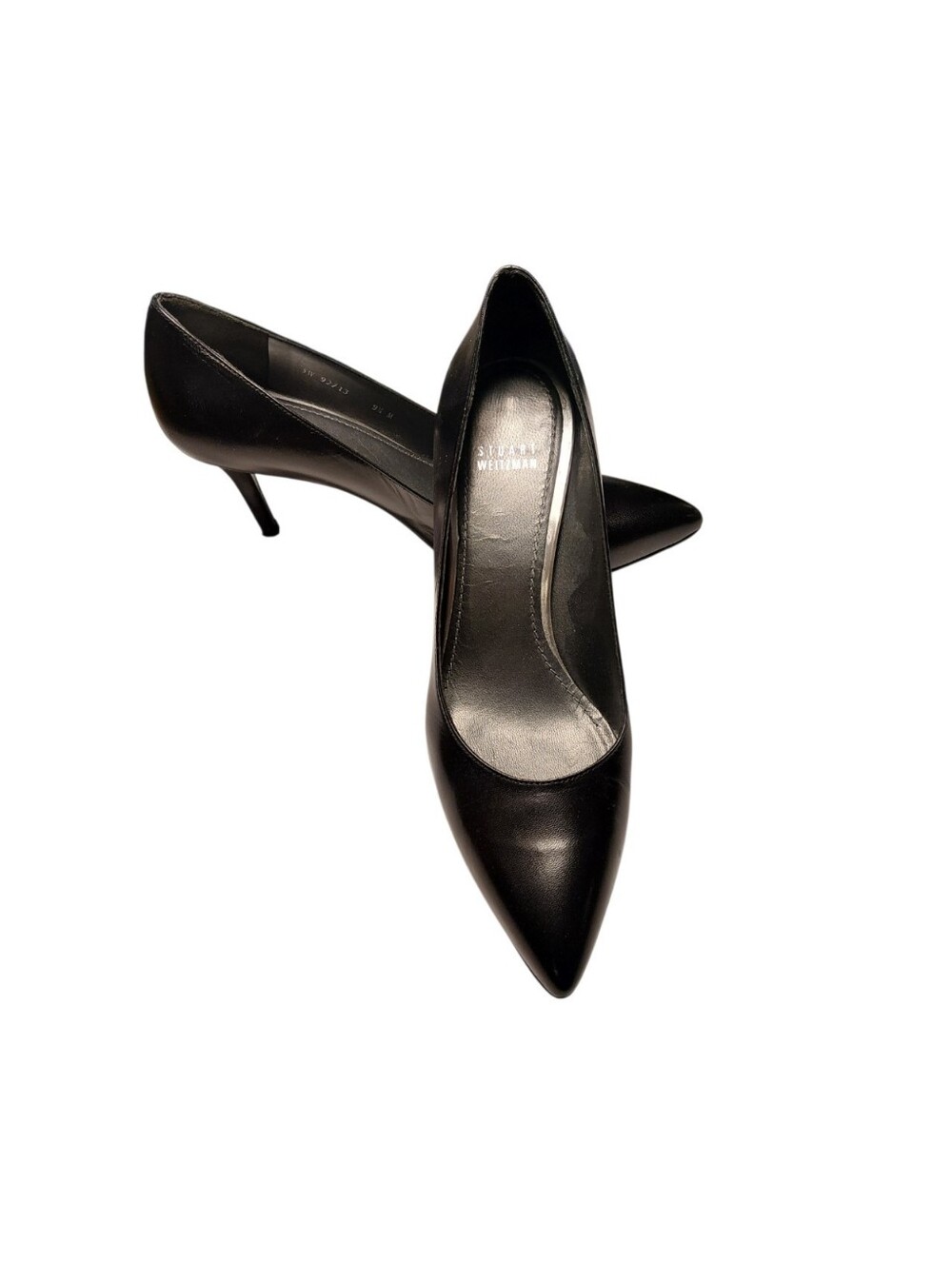 Stuart Weitzman Black Pointed Leather Stiletto Pumps